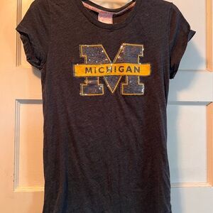 PINK Victoria's Secret Black Tee with Yellow and Blue Michigan Logo
